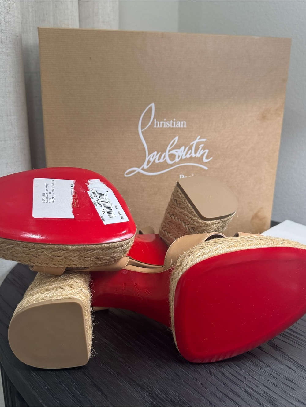 Christian Louboutin Calakala 70 Platform Espadrille Sandals Nude 41 - Picture 7 of 8